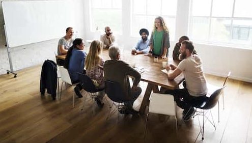 Board members around a table