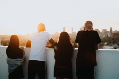 Group of people enjoying sunset