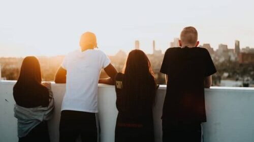 Group of people enjoying sunset